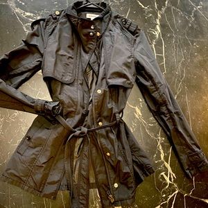 Calvin Klein short trench raincoat black size 2